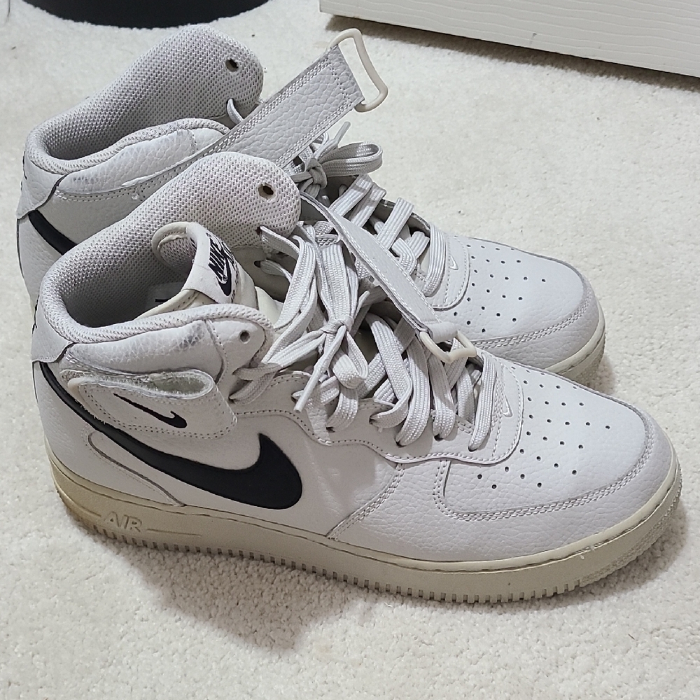 Nike White and Black High-Top Sneakers